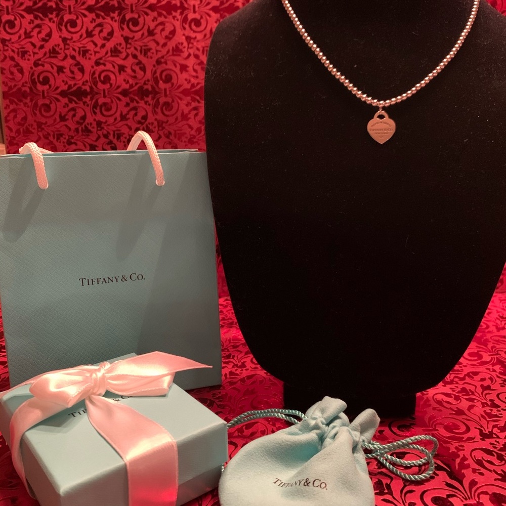 Tiffany & Co. Heart ♥️ Engraved Beaded Necklace